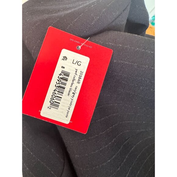 SPANX Navy Pinstripe Perfect Collarless Blazer Size Large NEW with tags - Picture 5 of 6
